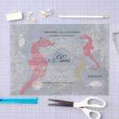 Roze Seahorse Zee Shell Blauw Frans Decoupage Idee Tissuepapier (Craft)