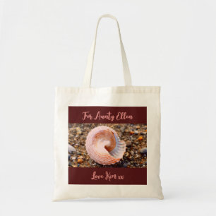  Roze Seashell Beach Foto met aangepaste tekst Tote Bag