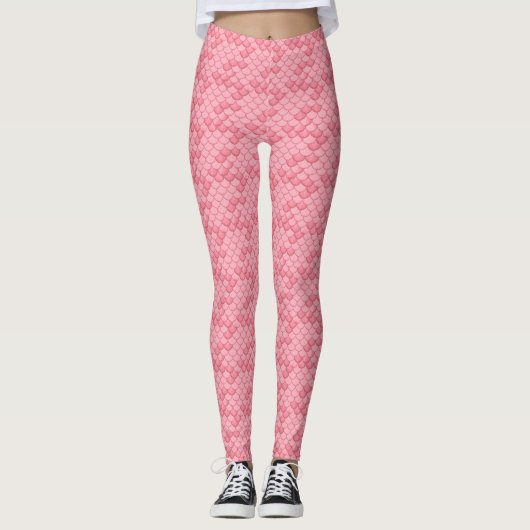 Roze Seashell Zeemeermin Schaal Leggings Yogabroek (Voorkant)