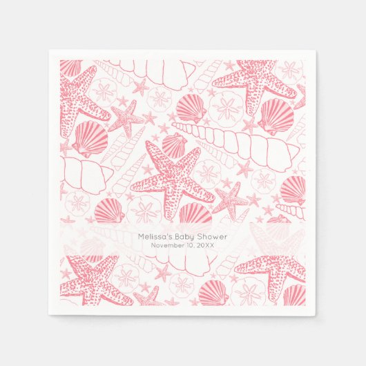 Roze Seashells Bruiloft of meisje Baby shower serv Servet (Voorkant)