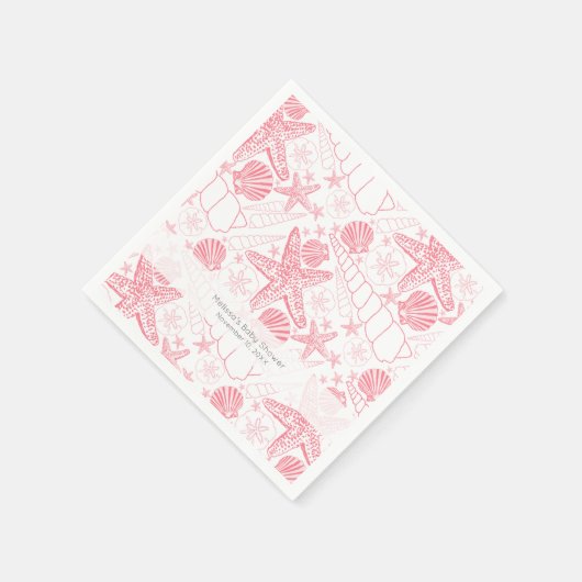 Roze Seashells Bruiloft of meisje Baby shower serv Servet (Hoek)