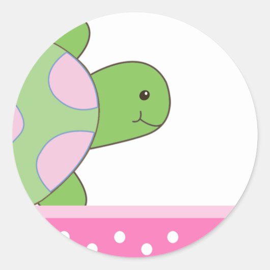 Roze Seaturtle ZEE SCHILDPAD Envelope Seals Ronde Sticker (Voorkant)
