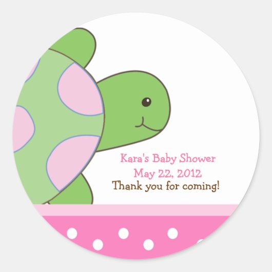 Roze Seaturtle ZEE SCHILDPAD Favor Sticker (Voorkant)