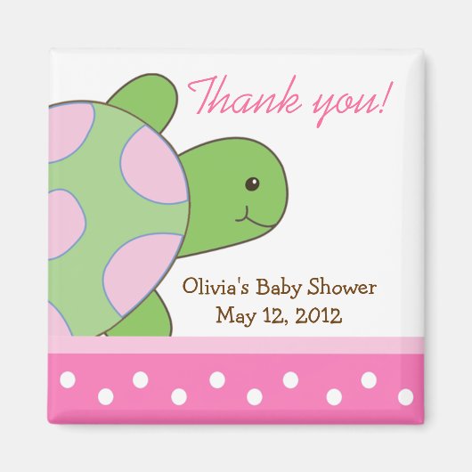 Roze Seaturtle Zee Turtle Baby shower Favor Magnet (Voorkant)