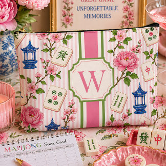 Roze Seersucker Mahjongtas Persoonlijk Etui