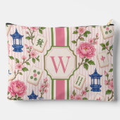 Roze Seersucker Mahjongtas Persoonlijk Etui (Achterkant)