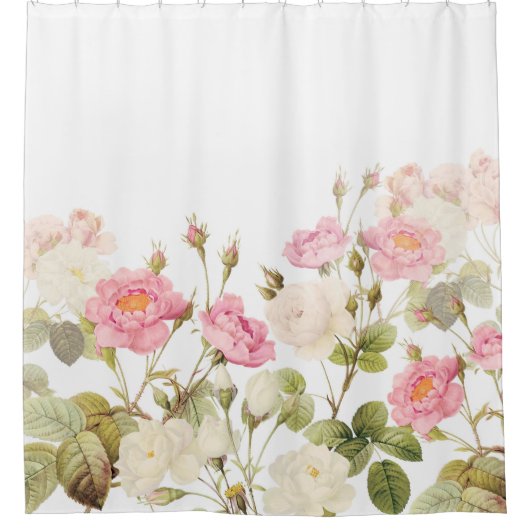 Roze Sepia  Rozen Illustratie van beemdje Douchegordijn (Voorkant)