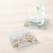 Roze Sepia  Rozen Illustratie van beemdje Glazen Onderzetter (Schuin)