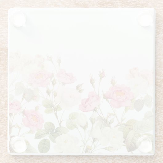 Roze Sepia  Rozen Illustratie van beemdje Glazen Onderzetter (Achterkant)