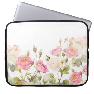 Roze Sepia Rozen Illustratie van beemdje Laptop Sleeve