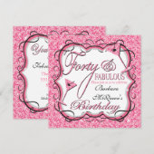 Roze sequin 40e verjaardag van uitnodigingen (Voorkant / Achterkant)