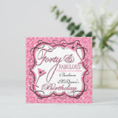 Roze sequin 40e verjaardag van uitnodigingen (Staand voorkant)