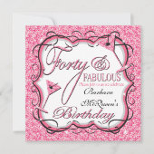 Roze sequin 40e verjaardag van uitnodigingen (Voorkant)