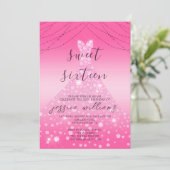 Roze Sequin Ball Gown & Lights Sweet 16 Verjaardag Kaart (Staand voorkant)