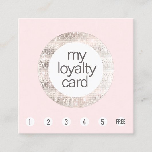Roze Sequin Beauty Salon Loyaliteit 6 Punch Klantenkaartje (Voorkant)
