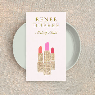 Roze Sequin Lipstick Makeup Artist Beauty Salon Visitekaartje