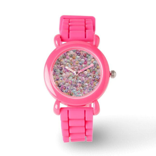 Roze Sequin Print Glitter Band Designer Watch Horloge (Voorkant)