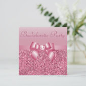 Roze Sequins, Bow & Diamond Bachelorette Party Kaart (Staand voorkant)
