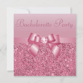 Roze Sequins, Bow & Diamond Bachelorette Party Kaart (Voorkant)