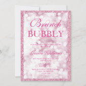 Roze Sequins Brunch & Bubble Vrijgezellenfeest Kaart (Voorkant)