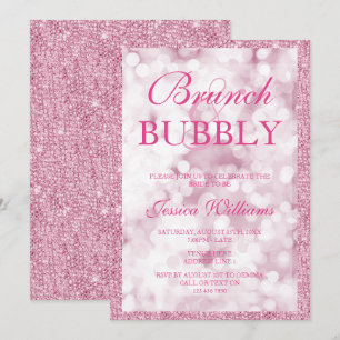 Roze Sequins Brunch & Bubble Vrijgezellenfeest Kaart