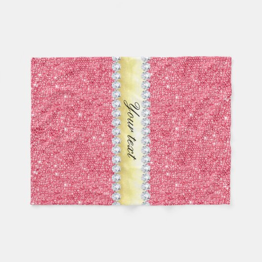 Roze Sequins Gold Foil en Diamonds Fleece Deken (Voorkant (Horizontaal))