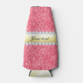 Roze Sequins Gold Foil en Diamonds Flesjeskoeler (Voorkant)