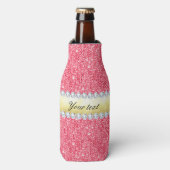 Roze Sequins Gold Foil en Diamonds Flesjeskoeler (Fles Voorkant)