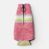 Roze Sequins Gold Foil en Diamonds Flesjeskoeler (Achterkant)