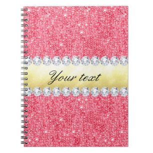 Roze Sequins Gold Foil en Diamonds Notitieboek