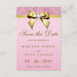 Roze Sequins Gouden Boog Save De Datum Bruiloft Save The Date