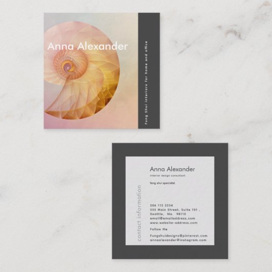 Roze sereniteit ontwerp 11 vierkante visitekaartje (Voorkant / Achterkant)