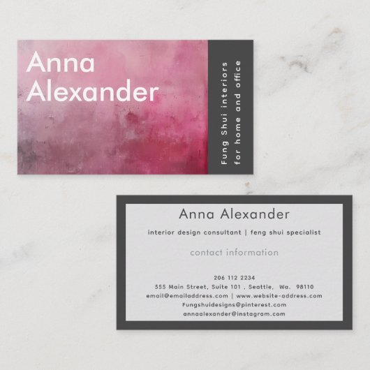Roze sereniteit ontwerp 1 visitekaartje (Voorkant / Achterkant)