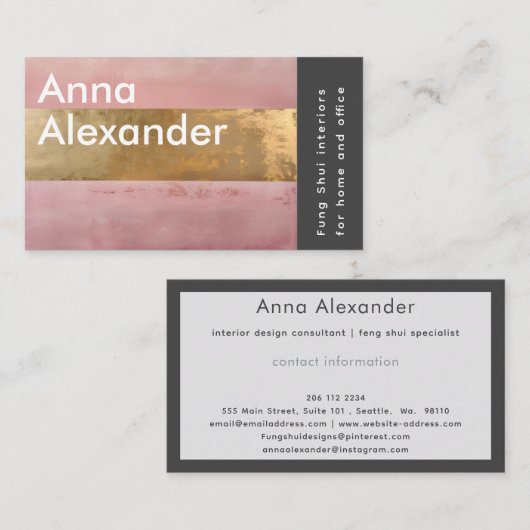 Roze sereniteit ontwerp 2 visitekaartje (Voorkant / Achterkant)