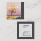 Roze sereniteit ontwerp 6 vierkante visitekaartje (Voorkant / Achterkant)