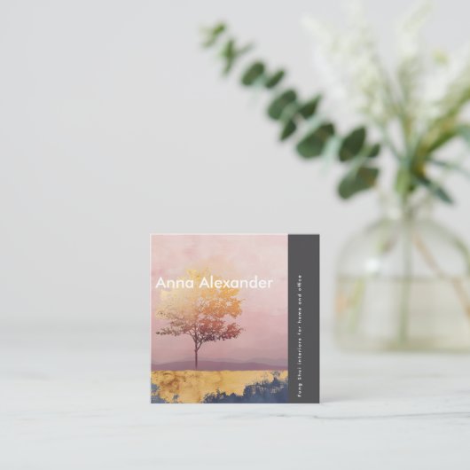 Roze sereniteit ontwerp 6 vierkante visitekaartje (Staand voorkant)