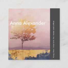 Roze sereniteit ontwerp 6 vierkante visitekaartje