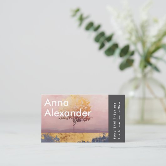 Roze sereniteit ontwerp 6 visitekaartje (Staand voorkant)