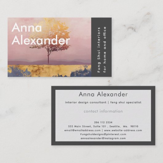 Roze sereniteit ontwerp 6 visitekaartje (Voorkant / Achterkant)