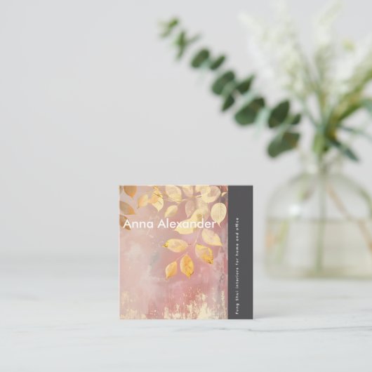 Roze sereniteit ontwerp 9 vierkante visitekaartje (Staand voorkant)