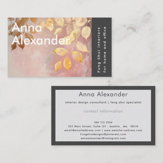 Roze sereniteit ontwerp 9 visitekaartje (Voorkant / Achterkant)