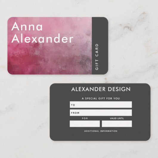 Roze Serenity Design 1 Gift Kaart Visitekaartje (Voorkant / Achterkant)