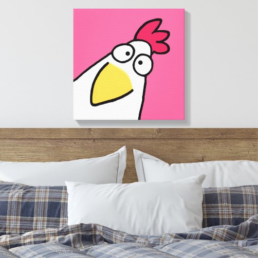 Roze SERIEUS CHICKEN door Sandra Boynton Canvas Afdruk (Insitu (Slaapkamer))