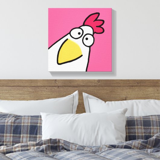 Roze SERIEUZE CHICKEN door Sandra Boynton Canvas P (Insitu (Slaapkamer))