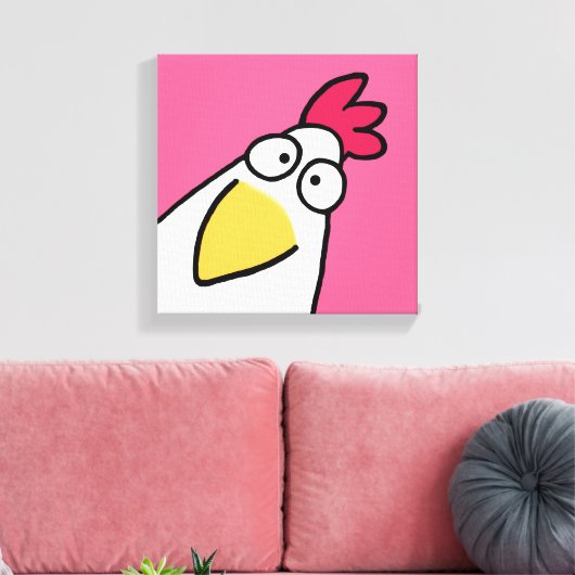 Roze SERIEUZE CHICKEN door Sandra Boynton Canvas P (Insitu (Woonkamer))
