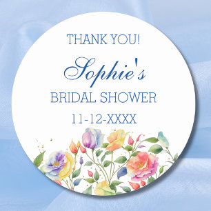 Roze Sering Bloemige Bruids-Shower Bedankt Ronde Sticker