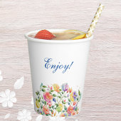 Roze Sering Fel Bloemig Bruidsdiner Papieren Bekers