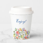 Roze Sering Fel Bloemig Bruidsfeestje Papieren Bekers (Voorkant)