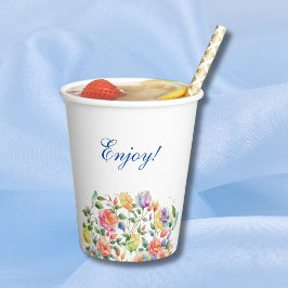 Roze Sering Fel Bloemige Bruidsdouche Papieren Bekers