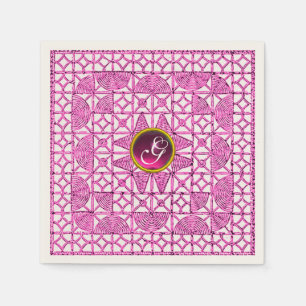 ROZE SERING GEOMETRISCHE KANT EDELE STEEN MONOGRAM SERVET